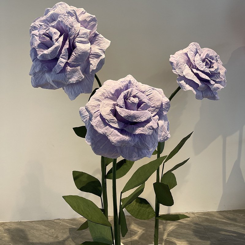 Large artificial Rose paper flower wedding Supplies decoration Real touch giant flowers