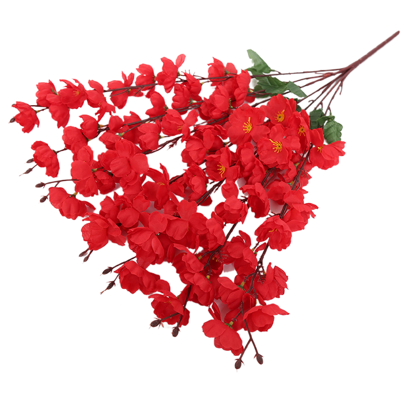 Artificial peach blossom branch living room fake Chimonanthus single plastic flower dried flower ornaments indoor decorative tre