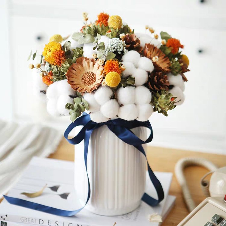 SumFlora Most Popular Natural Dried Flower Cotton Flower Head for Shooting Props Wholesale