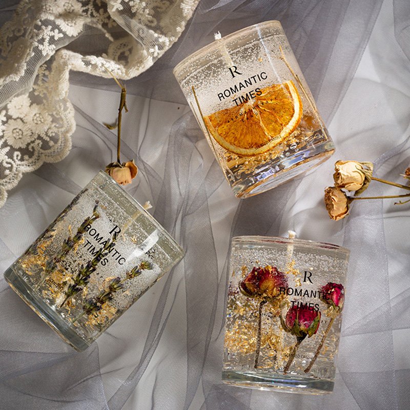 Extra Long Burn Time Real Dried Flower Jelly Gel Scented Candles For Decor