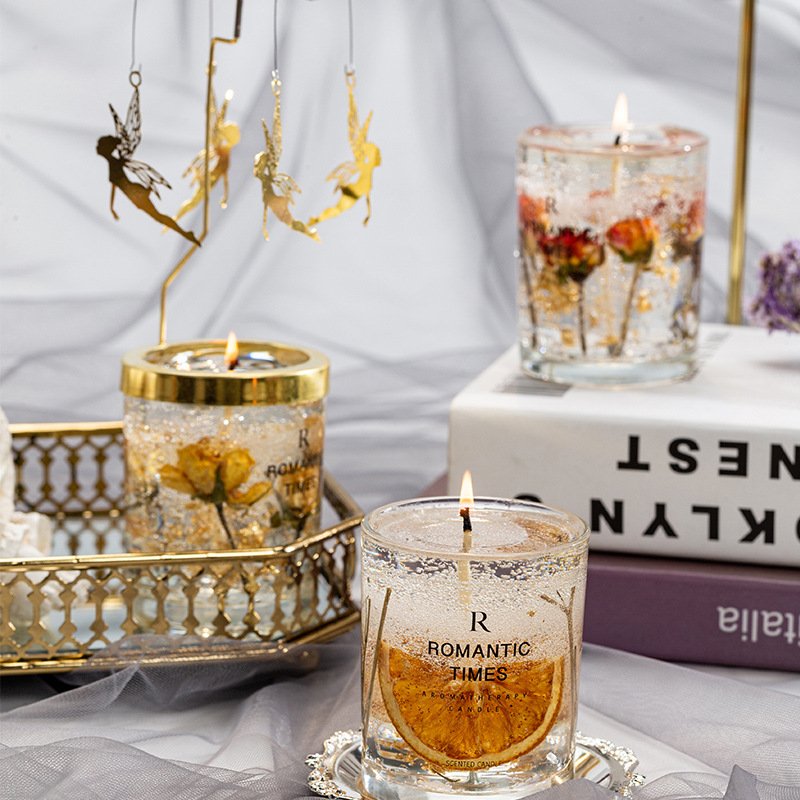 Extra Long Burn Time Real Dried Flower Jelly Gel Scented Candles For Decor