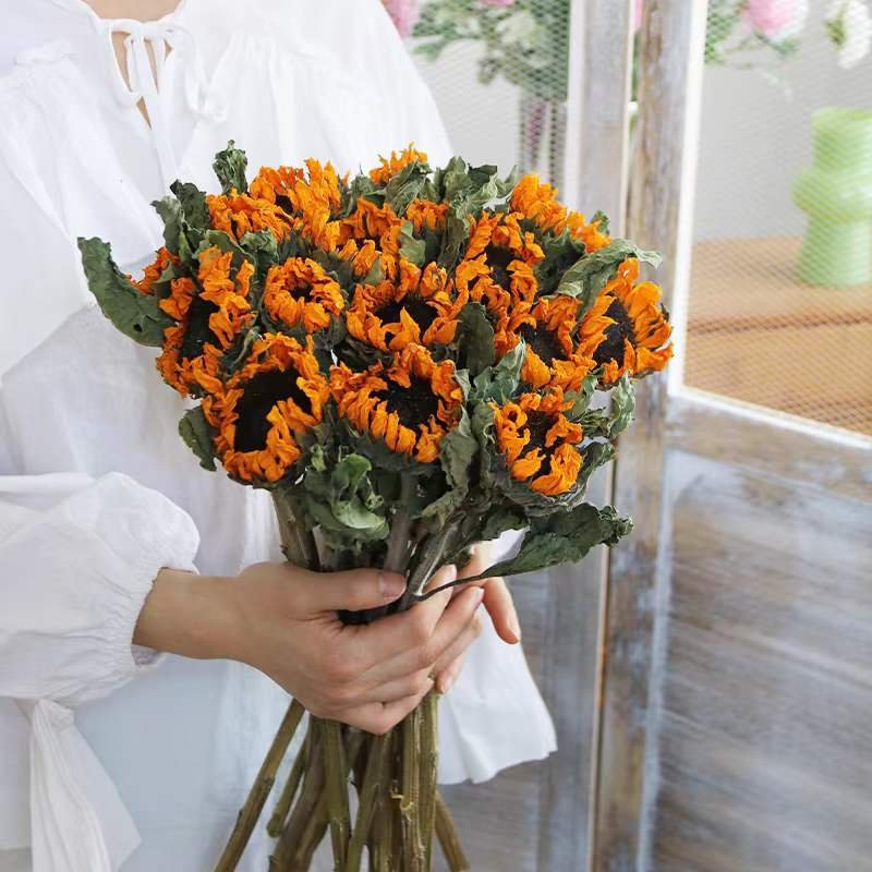 5pcs/bundle Natural Real Black Heart Sunflower Dried Flowers For home Decoration