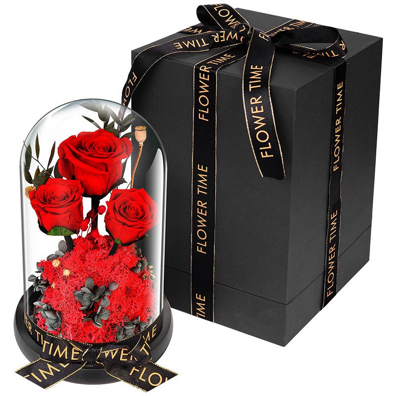 2024 Amazon Hot Sale Eternal Rose Flowers Mothers Day Everlasting Preserved Flower Forever Roses in Glass Dome Led