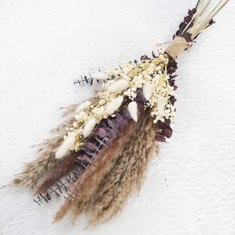 Natural dried flowers handmade Pampas Grass Baby's Breath Eucalyptus Lagurus flower bouquet for home decoration photo props