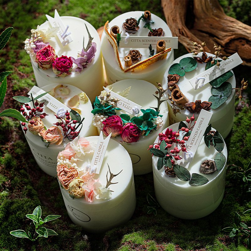 High Quality Home Decor Graduation Gift Cotton Wick Dried Flowers Candle Soy Wax Scented Candle
