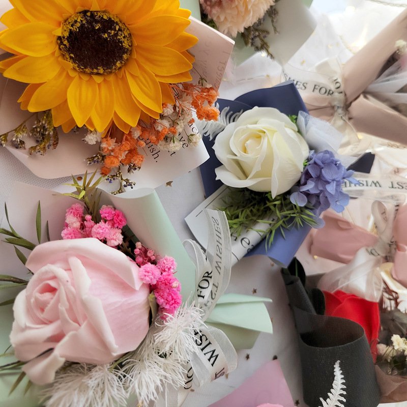 DREA 2024 soap flower bouquet decoration mix with dried flower arranging dry rose flower bouquet