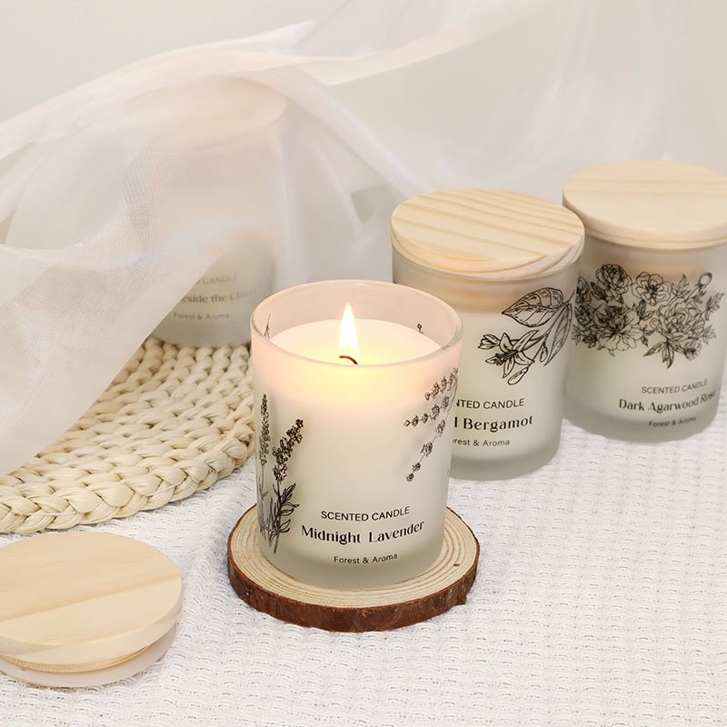Scented Candle Jar with Wood New Lid Strong Fragrance Candles & Home Fragrance Design Ready to Ship 150G Soy Wax Candle Pillar