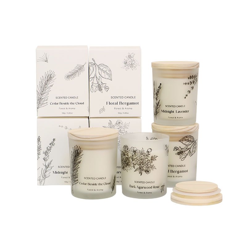 Scented Candle Jar with Wood New Lid Strong Fragrance Candles & Home Fragrance Design Ready to Ship 150G Soy Wax Candle Pillar