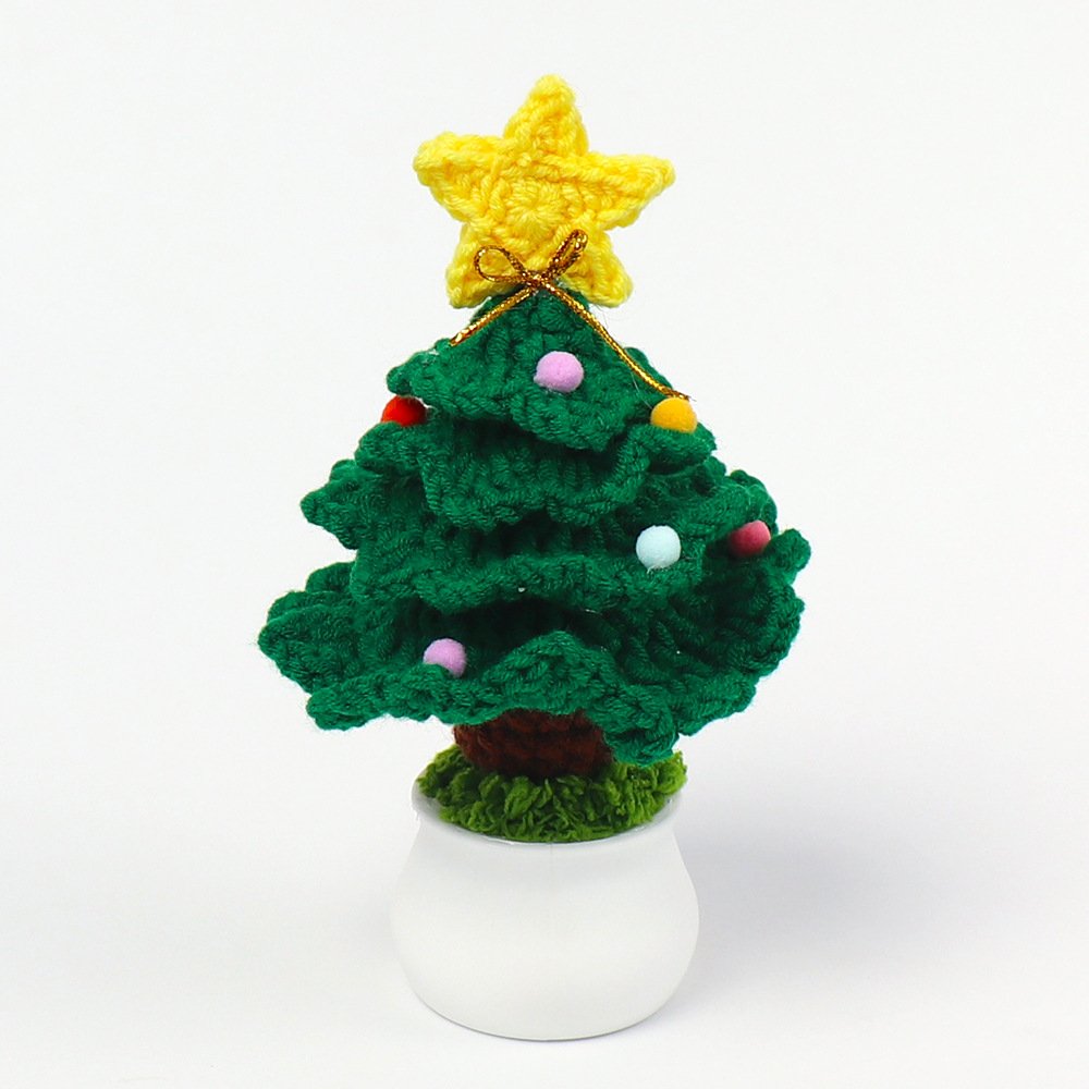 Custom Handmade Crochet Flower Pot Christmas Tree Crochet Pot Flowers Decoration For Desktop Ornaments Small Gift