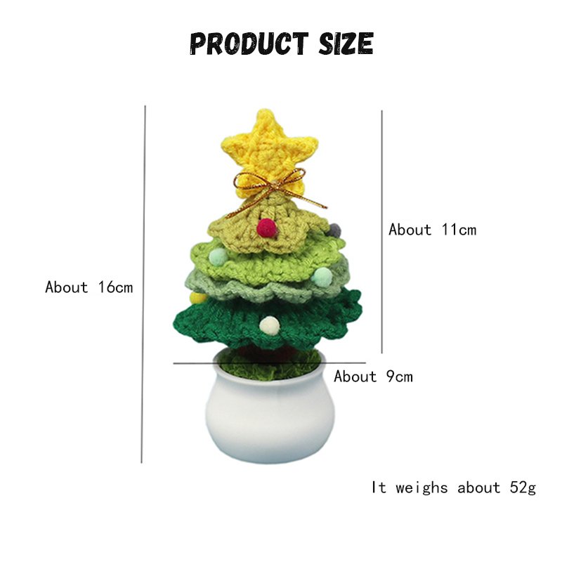 Custom Handmade Crochet Flower Pot Christmas Tree Crochet Pot Flowers Decoration For Desktop Ornaments Small Gift
