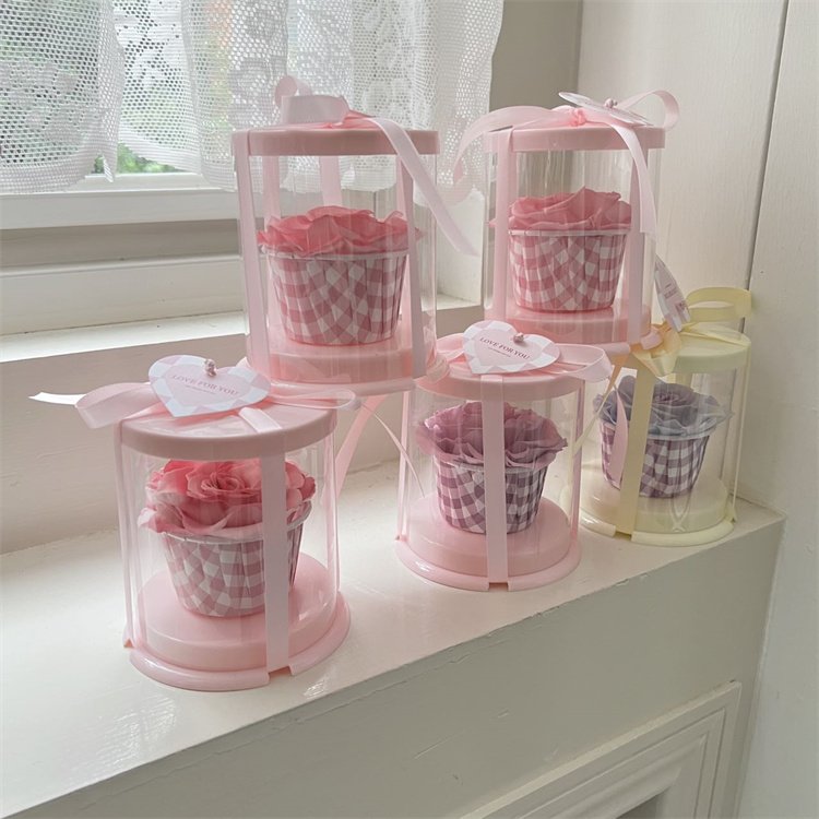 Large Single Bundle Korean Eternal Rose Cake Cup Design Roses Wholesale Beauty Forever Dried Eternal Preserved Flower