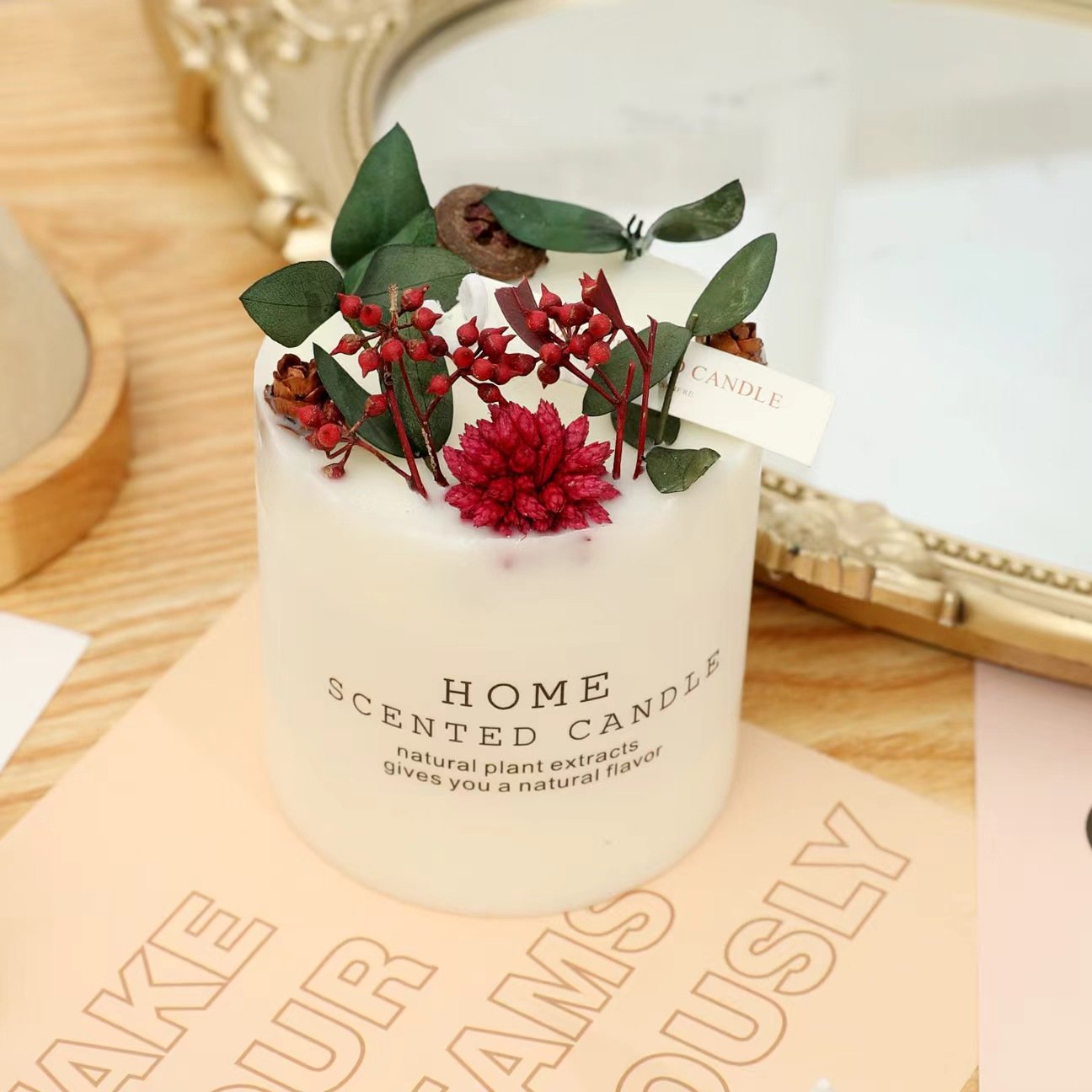 Recommend Luxury Home Decoration beautiful flower and fruit in aroma candles with Customizable logos