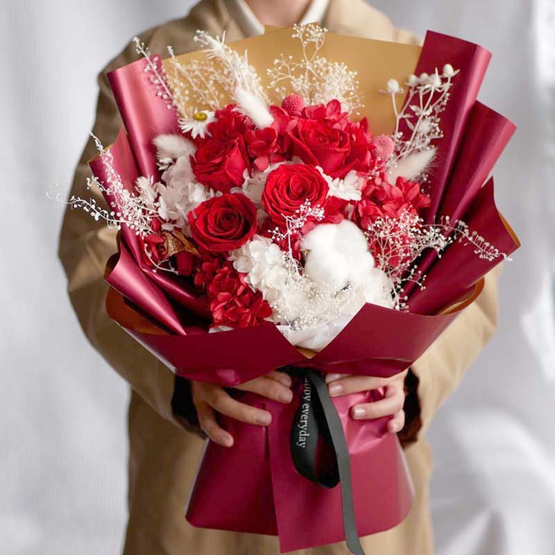 Luxury Gift Preserved Roses Bouquet Tender Boho Wedding Bouquet Cute Dried Flowers Bunch Preserved Flowers Bouquet For Wedding