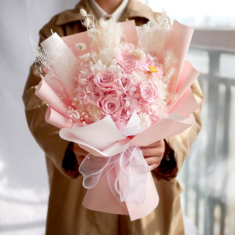 Luxury Gift Preserved Roses Bouquet Tender Boho Wedding Bouquet Cute Dried Flowers Bunch Preserved Flowers Bouquet For Wedding