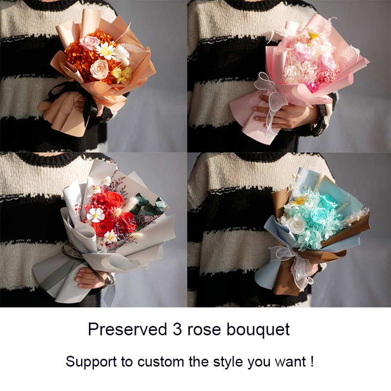 Luxury Gift Preserved Roses Bouquet Tender Boho Wedding Bouquet Cute Dried Flowers Bunch Preserved Flowers Bouquet For Wedding