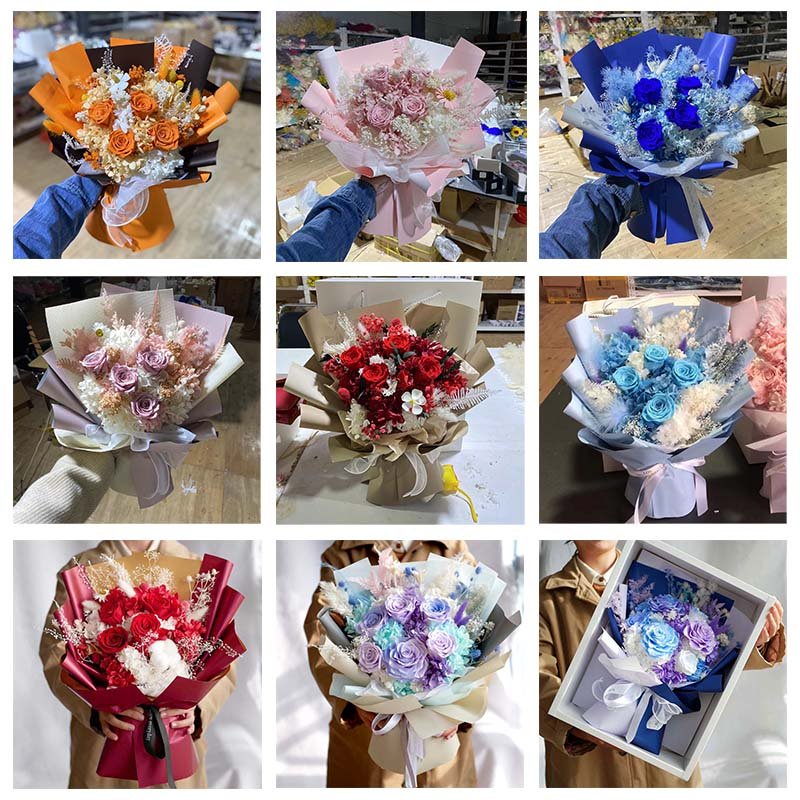 Luxury Gift Preserved Roses Bouquet Tender Boho Wedding Bouquet Cute Dried Flowers Bunch Preserved Flowers Bouquet For Wedding