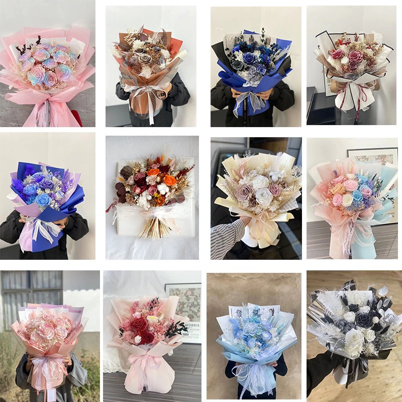Luxury Gift Preserved Roses Bouquet Tender Boho Wedding Bouquet Cute Dried Flowers Bunch Preserved Flowers Bouquet For Wedding