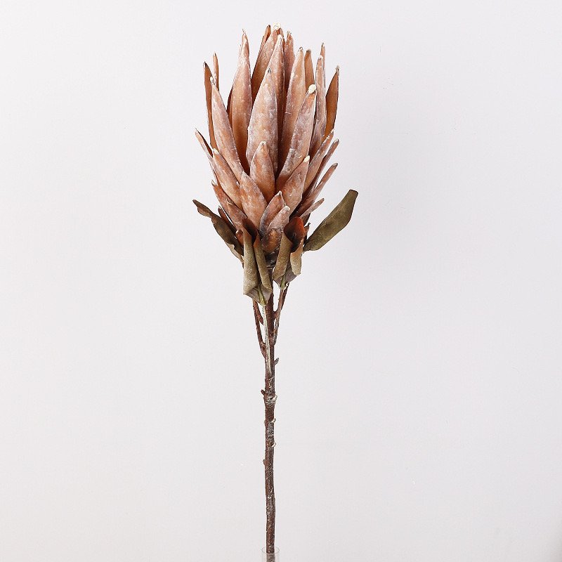 Artificial large king protea flower branch for home hotel decoration Artificial single head autumn silk fabric flower branch