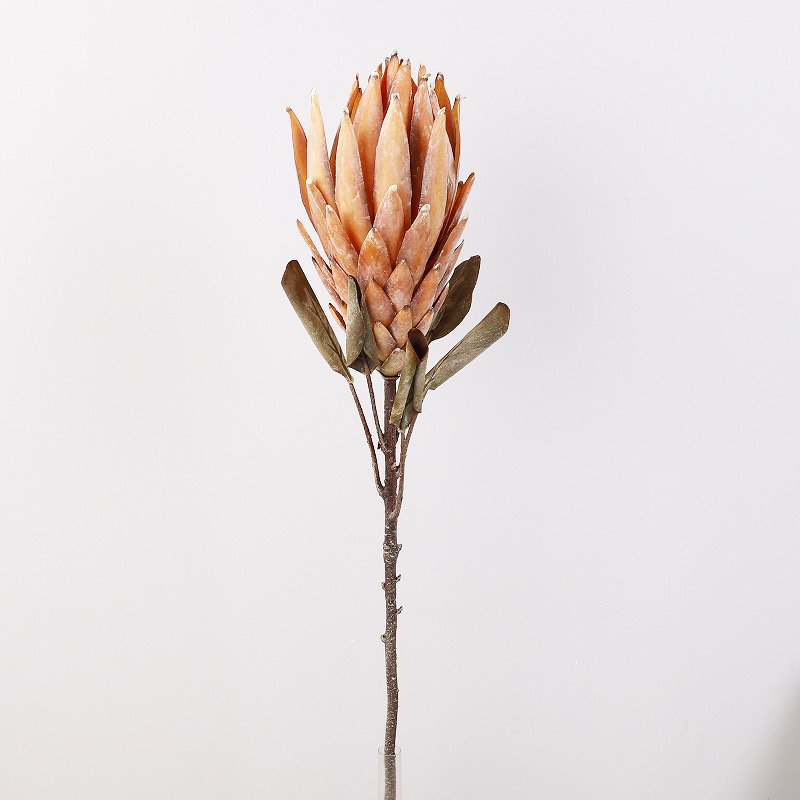 Artificial large king protea flower branch for home hotel decoration Artificial single head autumn silk fabric flower branch