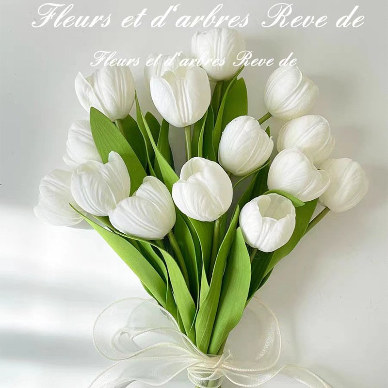 Premium sense Tulip simulation flower Wedding fake flower Light luxury living room decoration dry bouquet bridal photo props