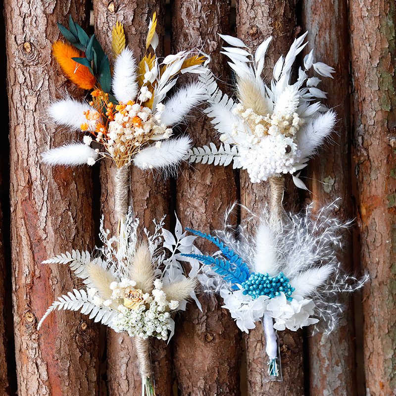 Handmade Wedding Mini Dried Flower Small Dry Pampas Grass Boho Floral Bouquet For Boutonniere Gift DIY Crafts Decor