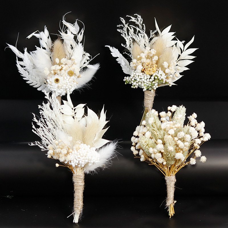 Handmade Wedding Mini Dried Flower Small Dry Pampas Grass Boho Floral Bouquet For Boutonniere Gift DIY Crafts Decor