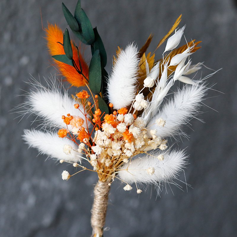 Handmade Wedding Mini Dried Flower Small Dry Pampas Grass Boho Floral Bouquet For Boutonniere Gift DIY Crafts Decor