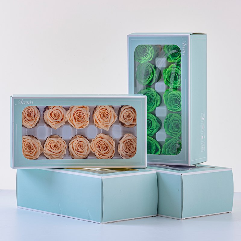 Factory Supply 3~4cm 10pcs/box Eternal Natural Single Color Preserved Rose Head With Box For Valentine's Day Flower Shop