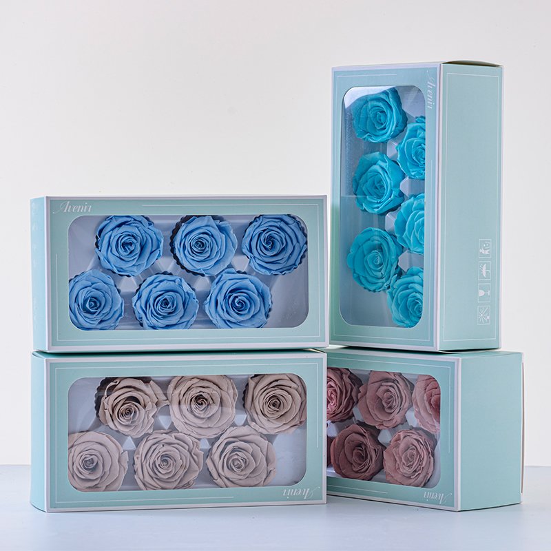 Factory Supply 3~4cm 10pcs/box Eternal Natural Single Color Preserved Rose Head With Box For Valentine's Day Flower Shop