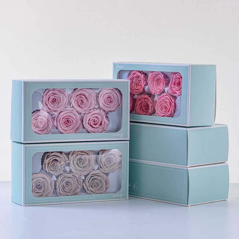 Factory Supply 3~4cm 10pcs/box Eternal Natural Single Color Preserved Rose Head With Box For Valentine's Day Flower Shop