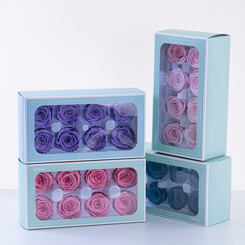 Factory Supply 3~4cm 10pcs/box Eternal Natural Single Color Preserved Rose Head With Box For Valentine's Day Flower Shop
