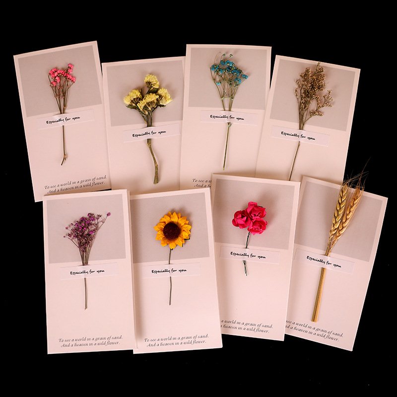Dried flower card The ins photo props mini bouquet flower cards handmade three-dimensional dried flowers greeting cards