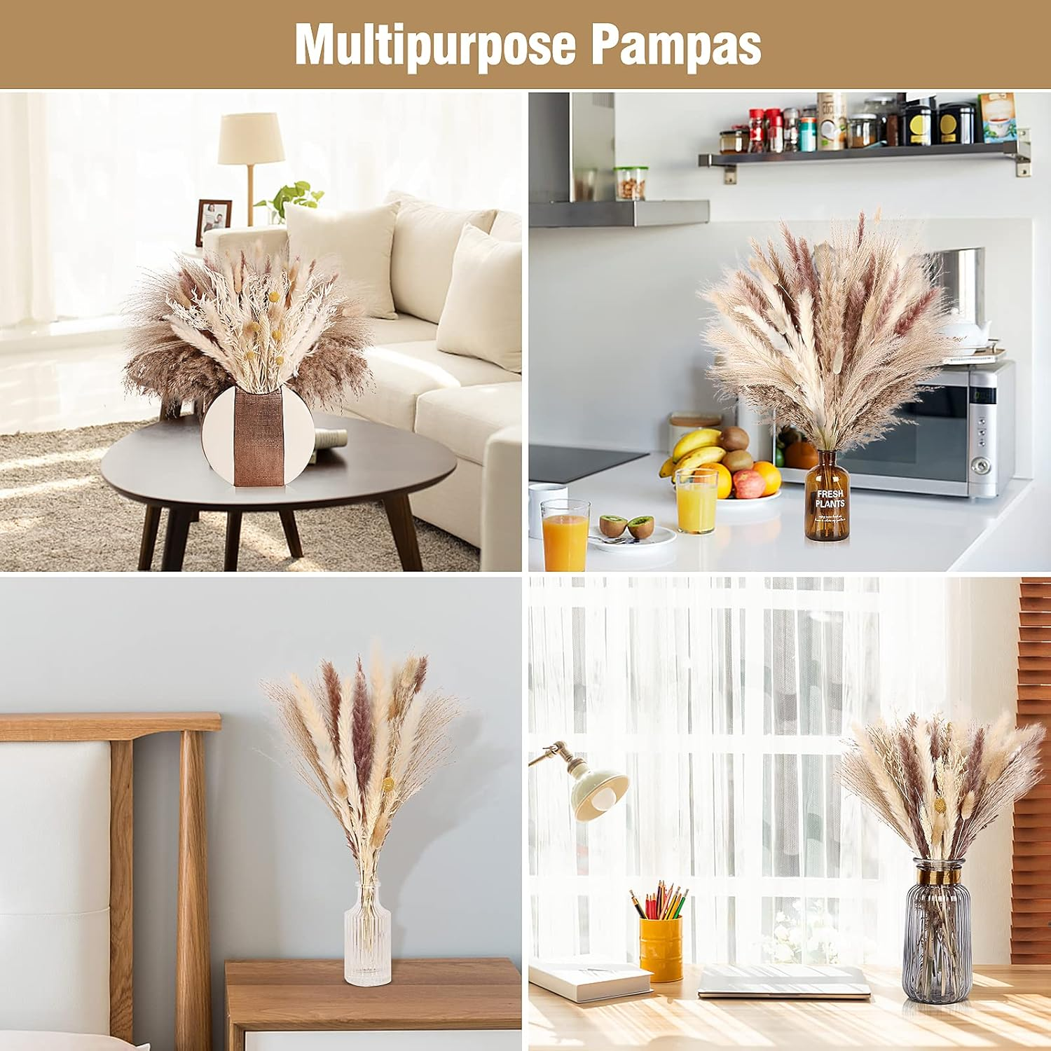 Wholesale dried flowers natural fluffy pampas grass bouquet plant for home party wedding decor