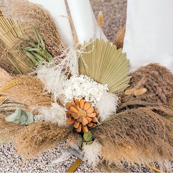 natural luxury wedding decor round gold arch dried pampas grass wedding decoration backdrop