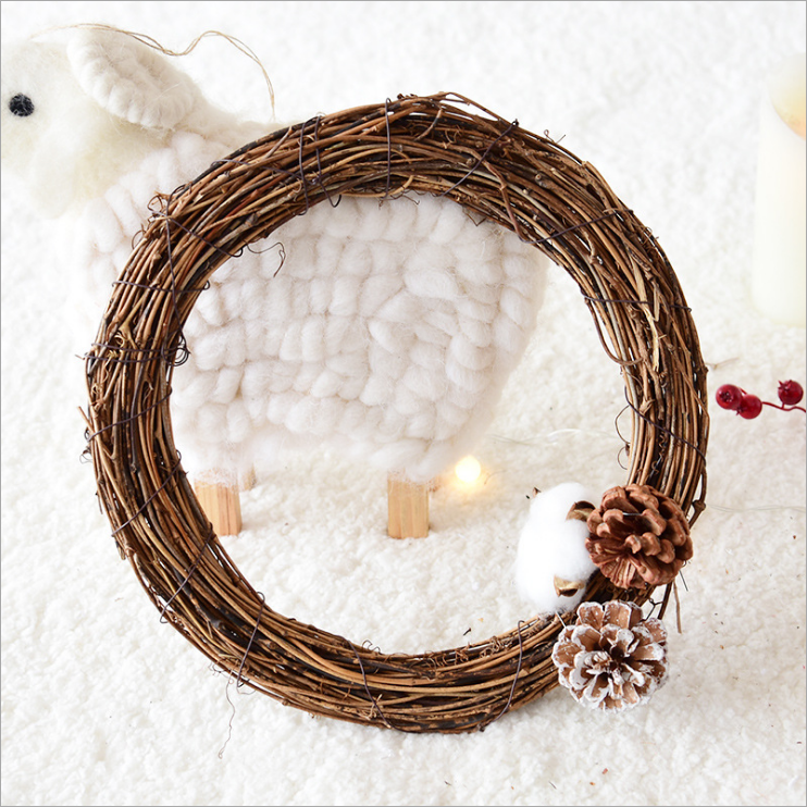 autumn dried flower wreath Grapevine wreath supplies wholesale wooden christmas decoration