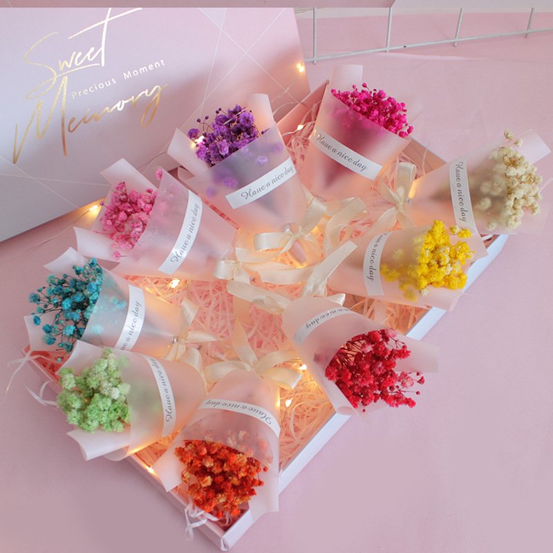 Mini Bouquets Natural Gypsophila Artificial Babys Dried Flowers Bouquet Flower for DIY Party Wedding Card Decoration