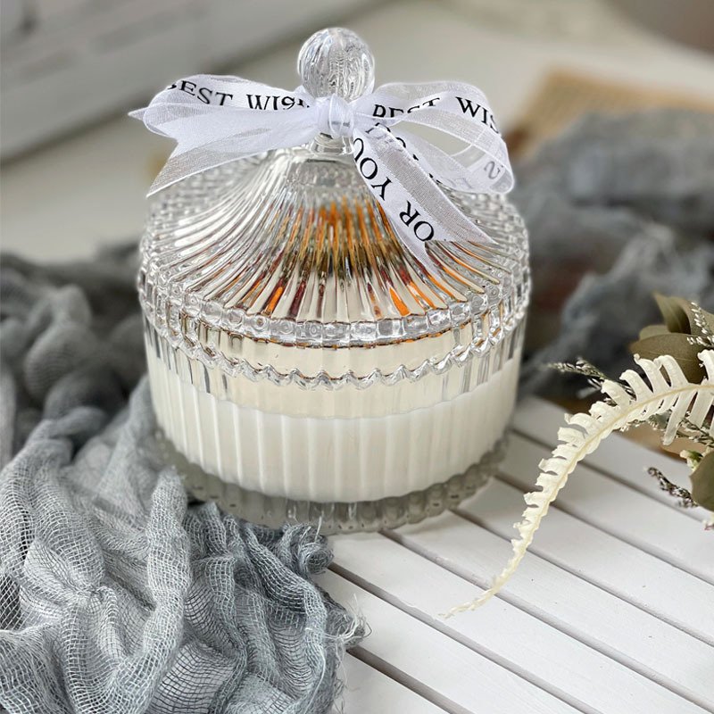 Home Decor Candle Jars Luxury Scented Candle Transparent Glass Jar Unique Design Candles