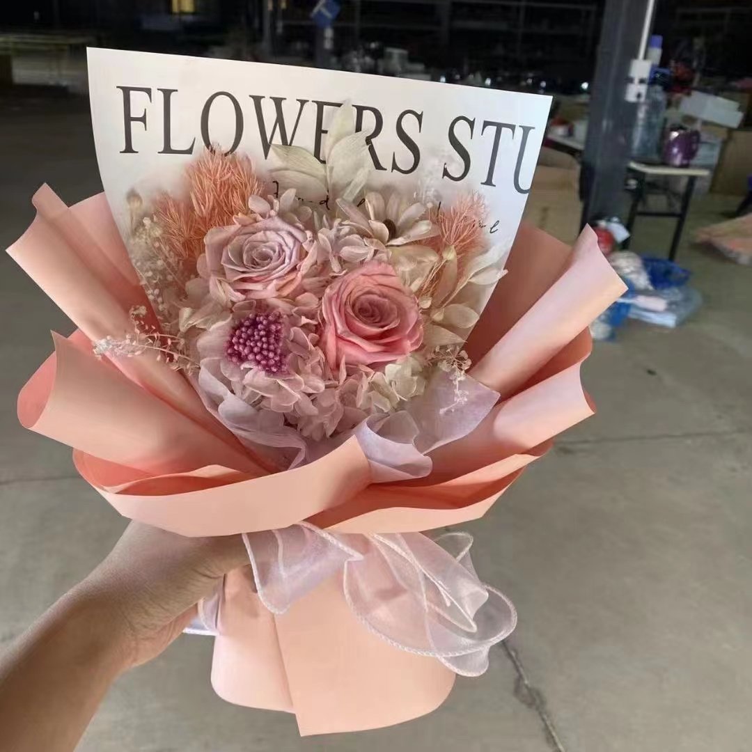 Factory Supply Forever Eternal Rose Forever Flowers Bouquet Dried Flower Bouquet Customize