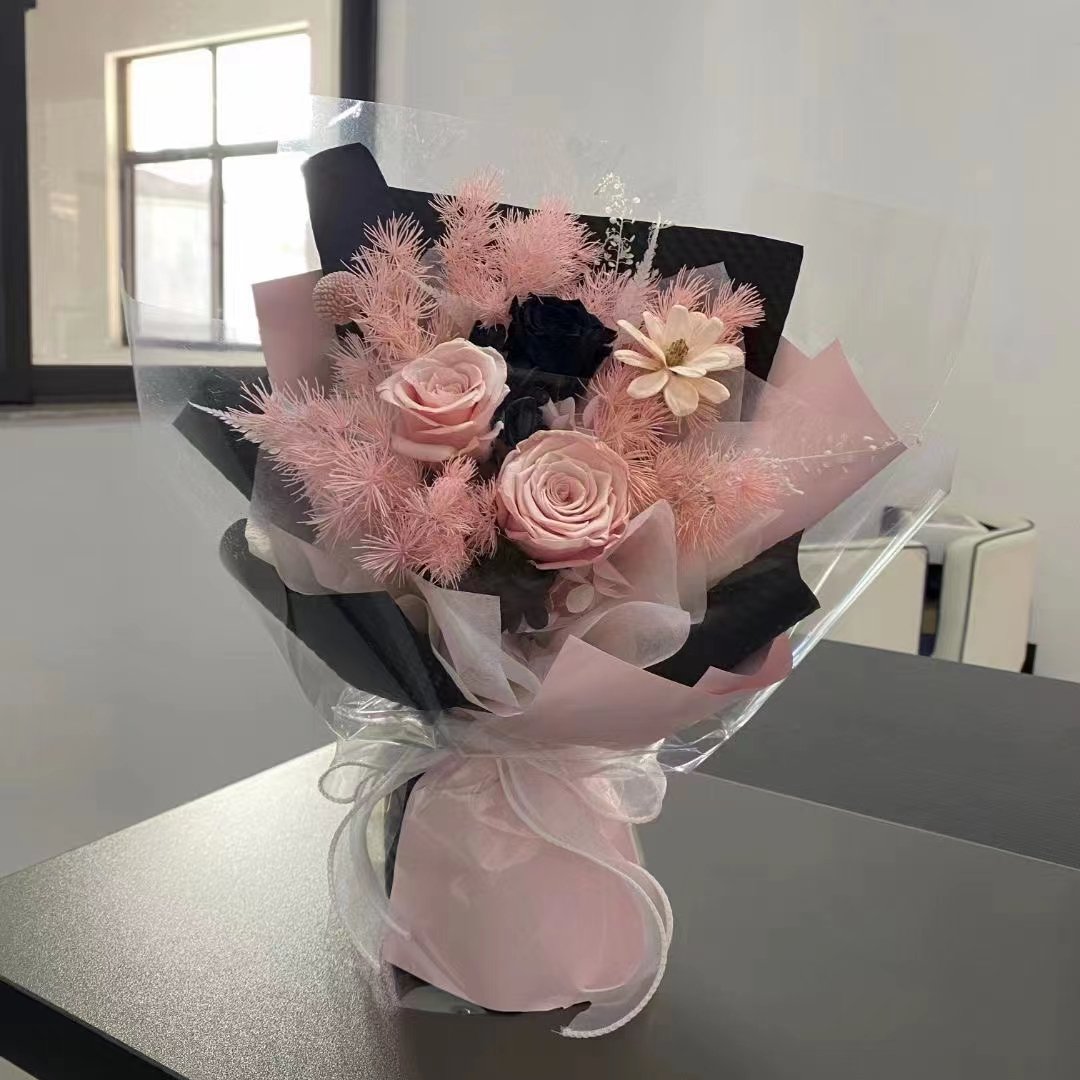 Factory Supply Forever Eternal Rose Forever Flowers Bouquet Dried Flower Bouquet Customize