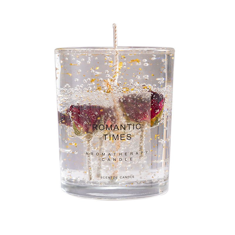 Wholesale Home Decoration Luxury Jelly Dried Flower Glass Jar Scented Soy Wax Candles Valentine's Day Gift Sets