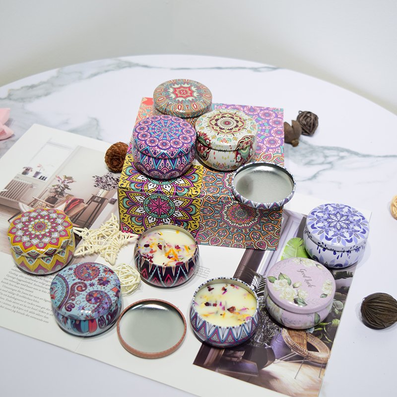 Soy Candles Scented Luxury Private Label Scented Candle With Dried Flowers Tin Jar Scented Candles