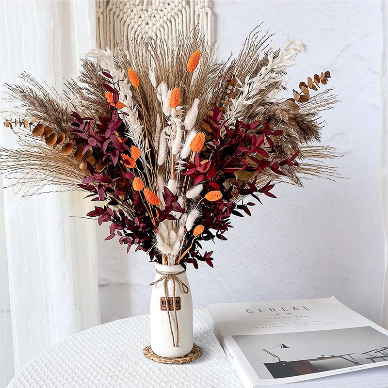 SN-L1040 New hot sale preserved flowers natural dried pampas grass rose flower bouquet for home arrangement