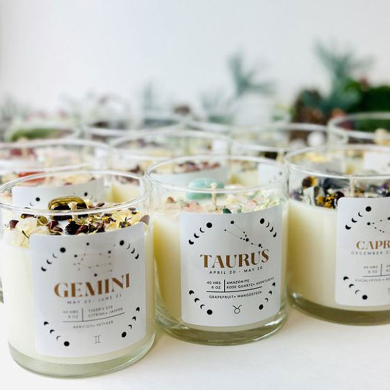 AIKUN Luxury Soy Wax Aromatherapy Dry Flower Crystal Candle Wholesale Scented 10oz Transparent Glass Cup Candle Candle
