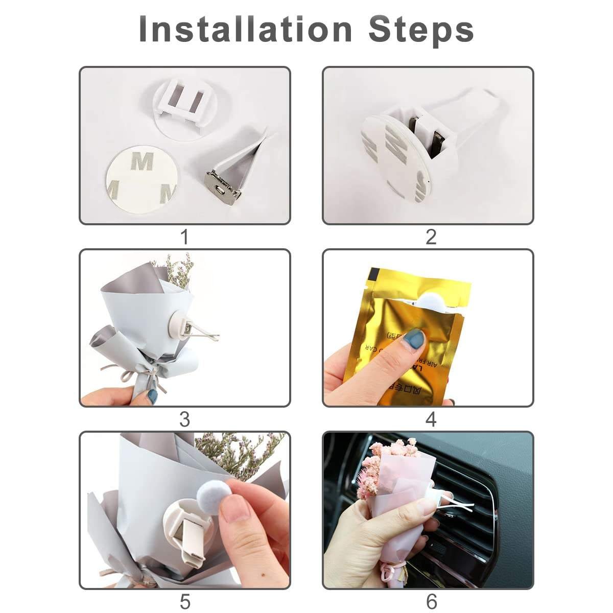 Car Air Outlet Flower Bouquet Aromatherapy Clip Air Perfume Diffuser Decor Interior Accessories Dried Flower Car Air Freshener