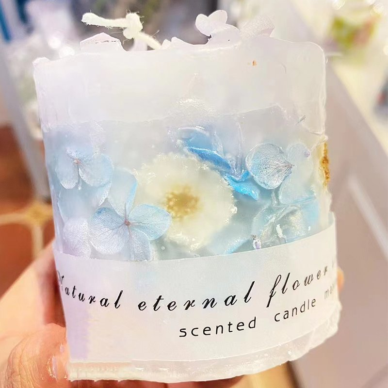Home Decoration Soy Wax Aromatherapy Gift Natural Fragrance Oil Private Label DIY Luxury Dried Flowers Pillar Scented Candles