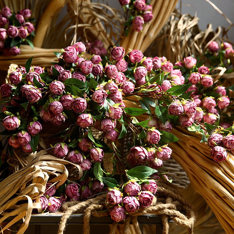 M410 Wedding Decoration Flowers Vintage Dried Looking White Pink Red Rose Artificial Flower Silk Artificial Roses For Wedding