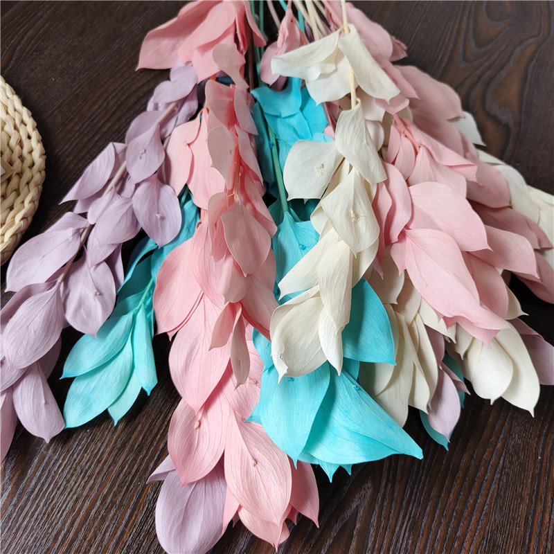 preserved foliage 2023 orange leaf long lasting dried flowers stems preserved dried flowers orange leaves for dry flower bouquet