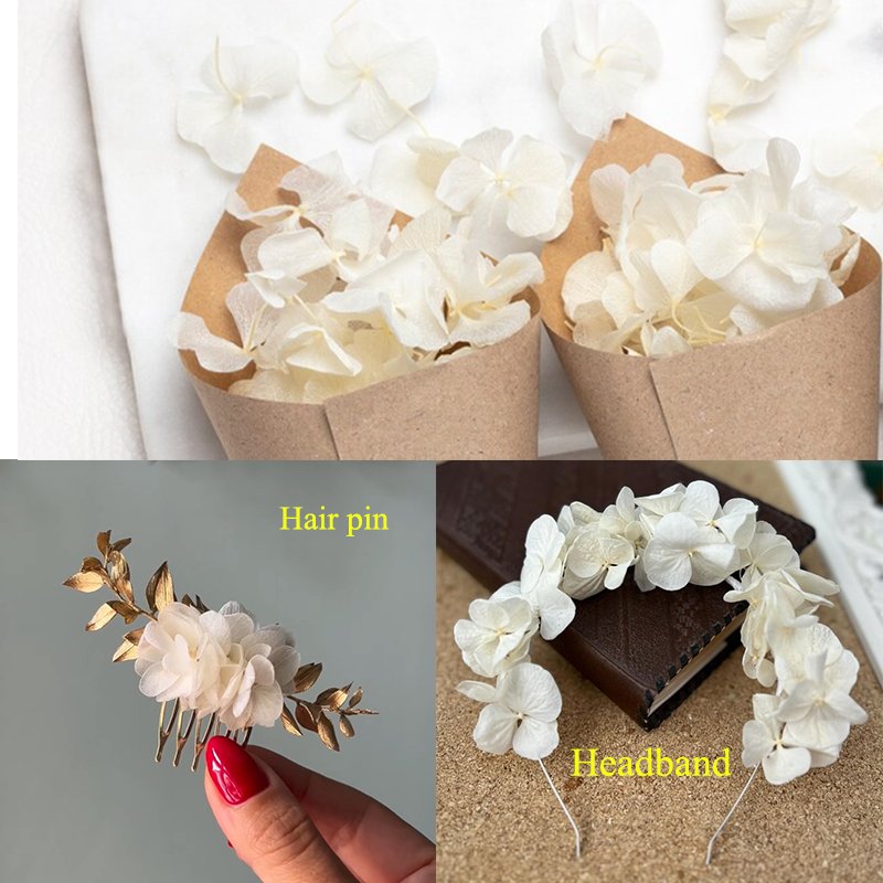 Customized Biodegradable Hand Picked Natural Preserved Big Leaf White Hydrangea Petals for Wedding Confetti Party Decoration