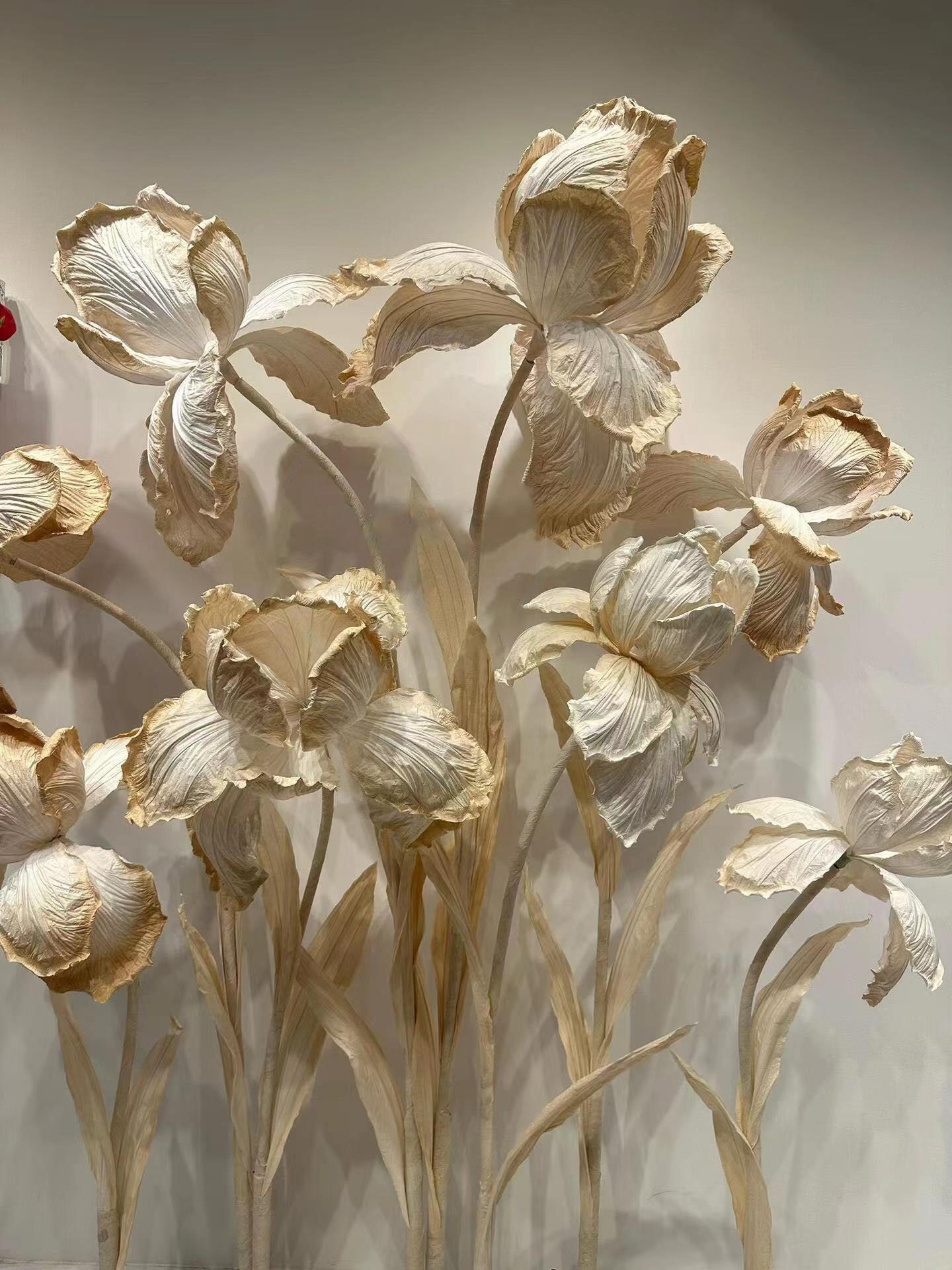 Artificial freely stand giant paper flower offwhite handmade floral event store decorative flowers for wedding stage decoration