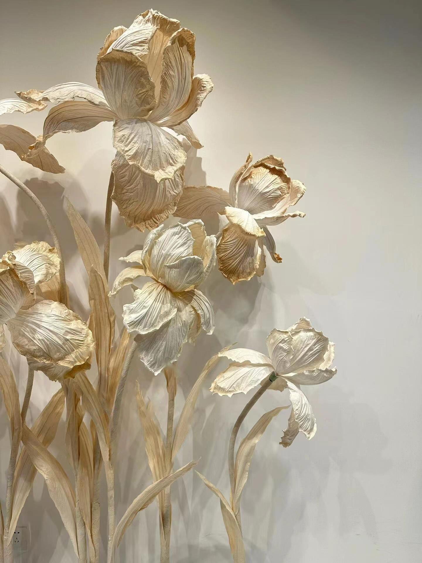 Artificial freely stand giant paper flower offwhite handmade floral event store decorative flowers for wedding stage decoration